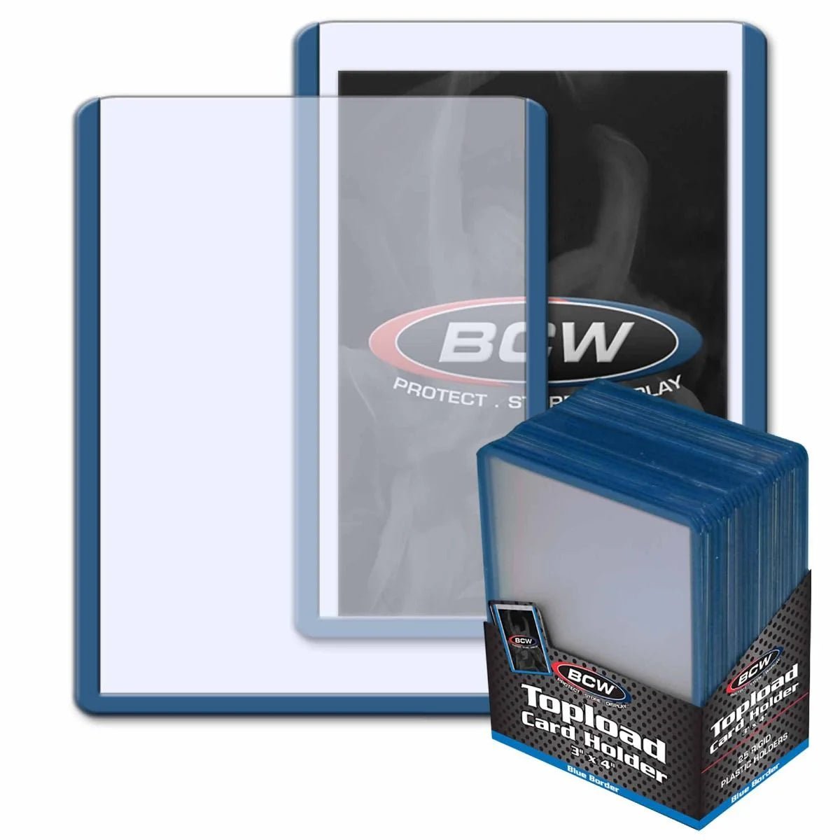 pokemon card sleeve holder BCW 3x4 Topload Premium Card Sleeve Holder, Blue Border