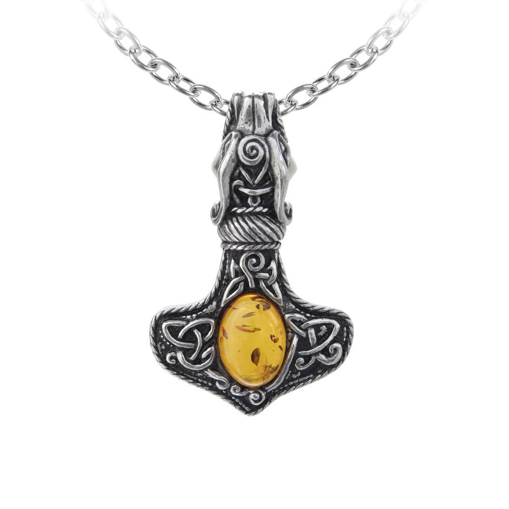 Amber Dragon Thor Hammer Pendant - Alchemy of England - 1