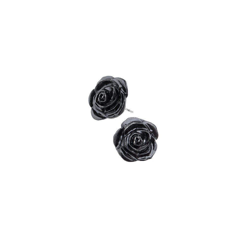 Black Rose Stud Earrings - Alchemy of England - 1