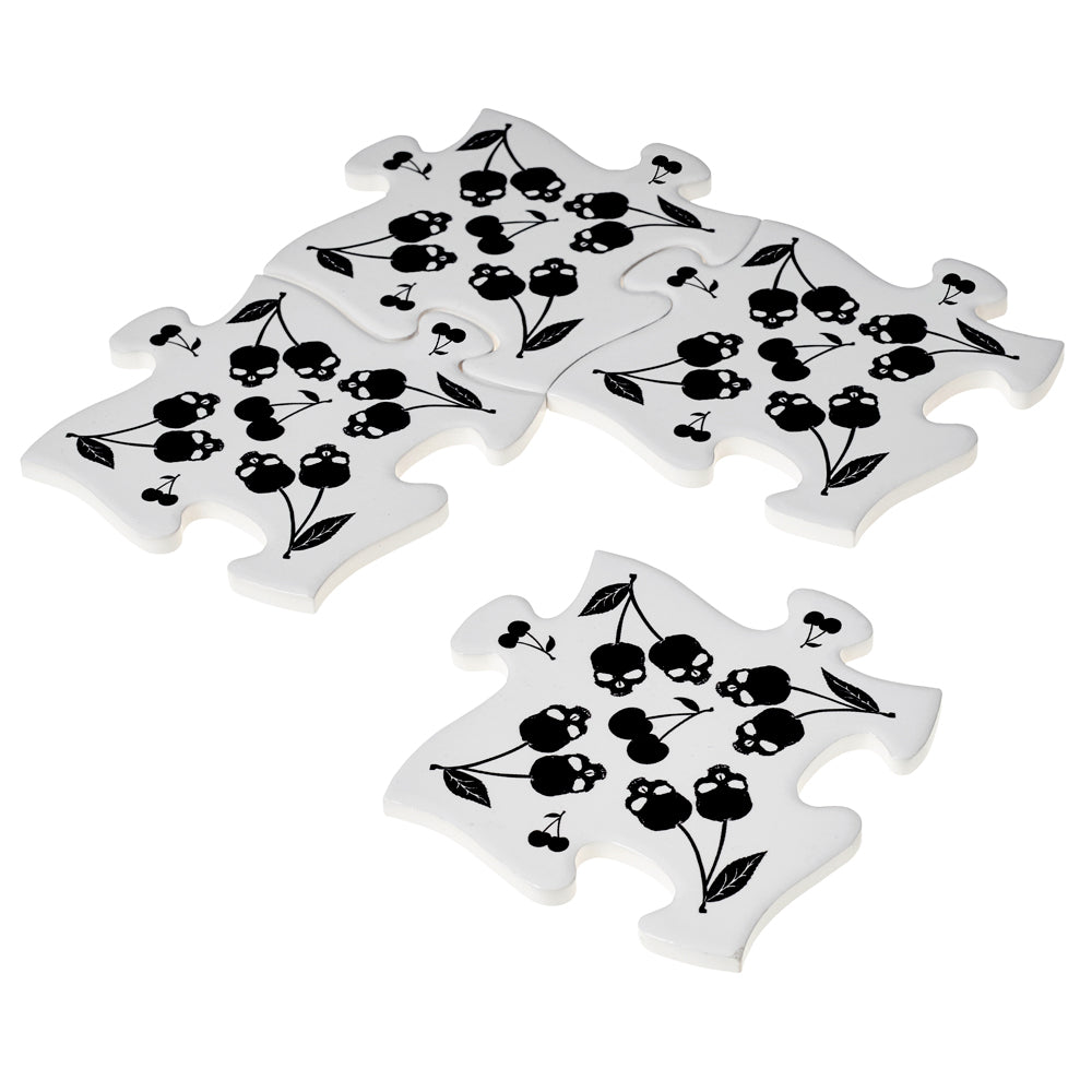 Black Skull Cherries Coasters (Set of 4) - Alchemy of England - 1