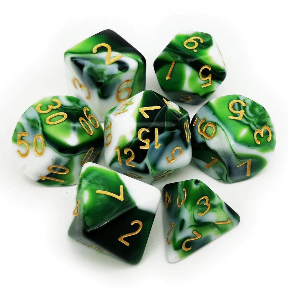 Gemini Dice Set - Green White - Haxtec - 1