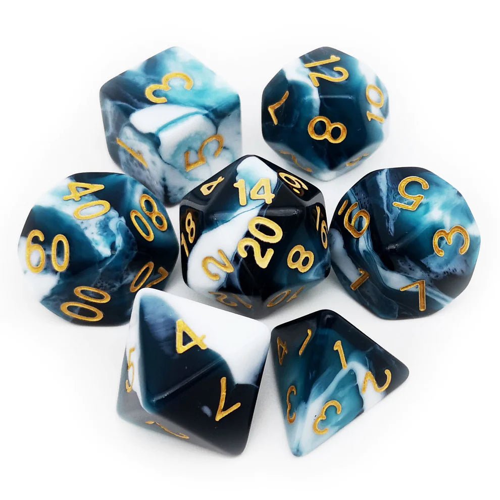 Gemini Dice Set, Teal White - Haxtec - 1