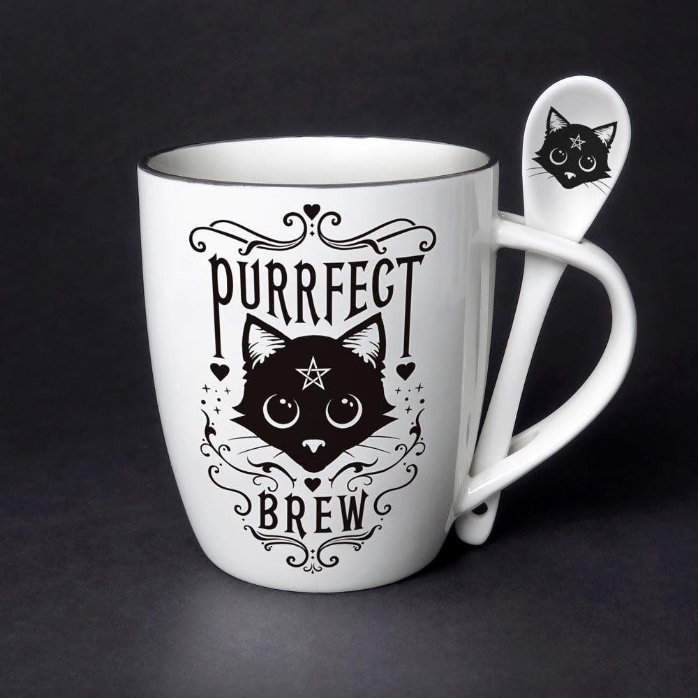 Purrfect Brew Mug Tea Cup and Spoon - Alchemy of England - 1