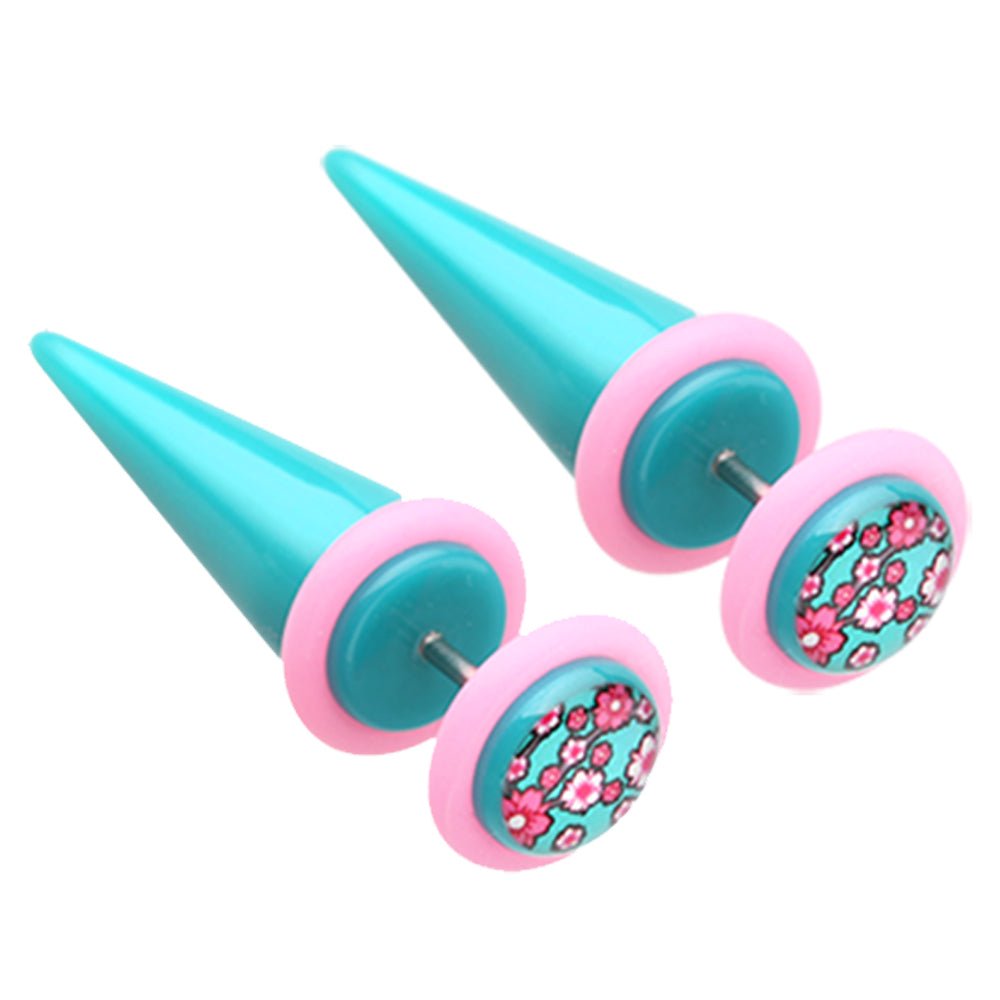 Sakura Cherry Blossom Acrylic Fake Taper (1 Pair of 2) - Halftone - 1