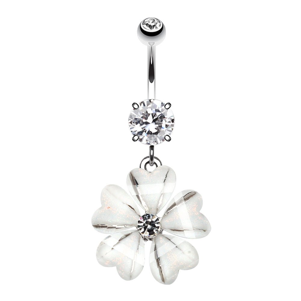 Sakura Heart Clear Petal Belly Button Ring - Halftone - 1