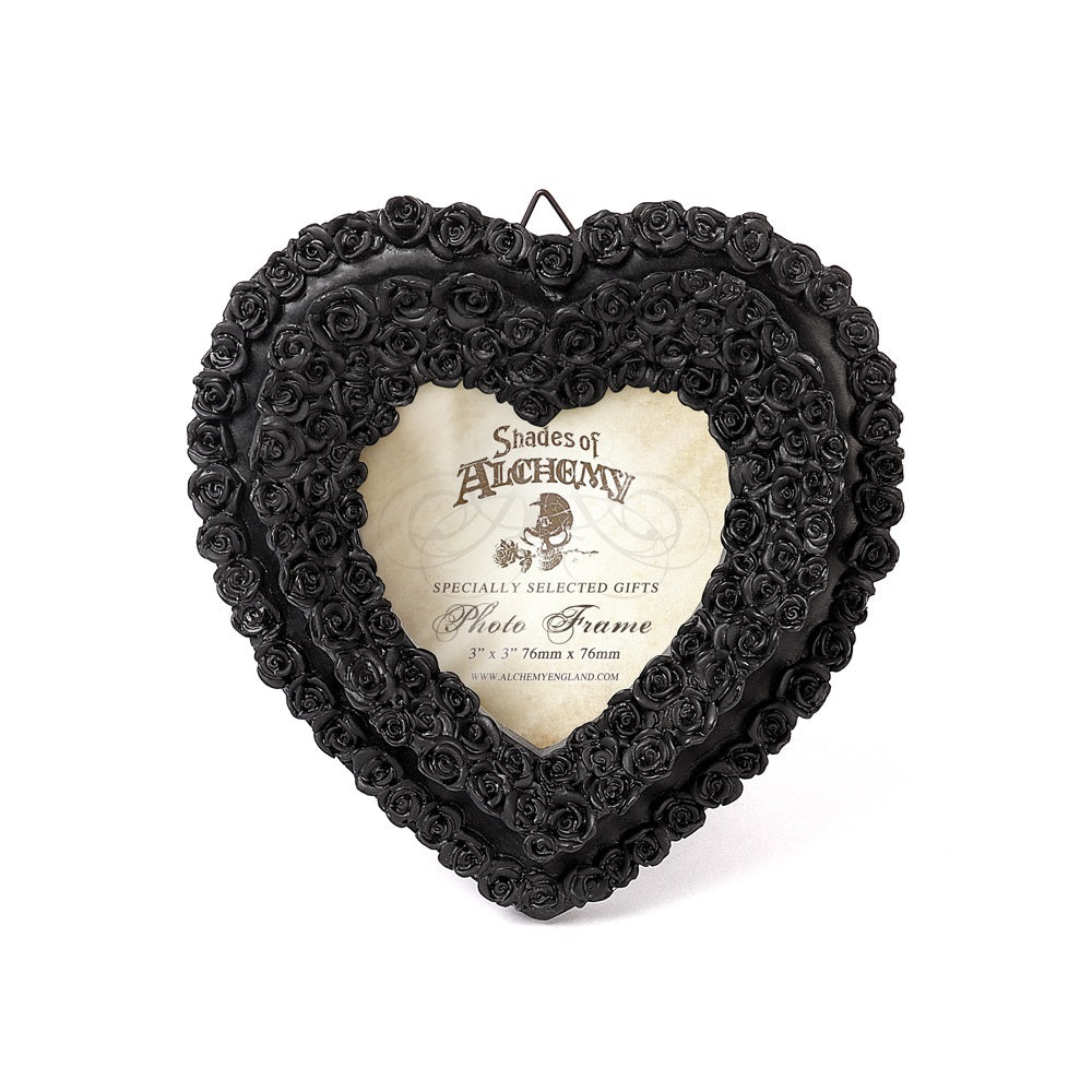 Small Black Rose Heart Photo Frame - Alchemy of England - 1