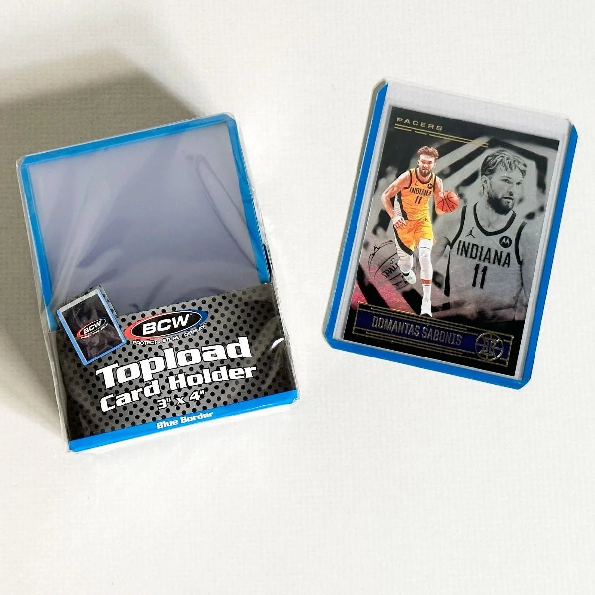 3x4 Topload Premium Card Sleeve Holder, Blue Border - BCW - 3