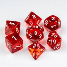 7 - Die Set Translucent: Red/White - Chessex - 1