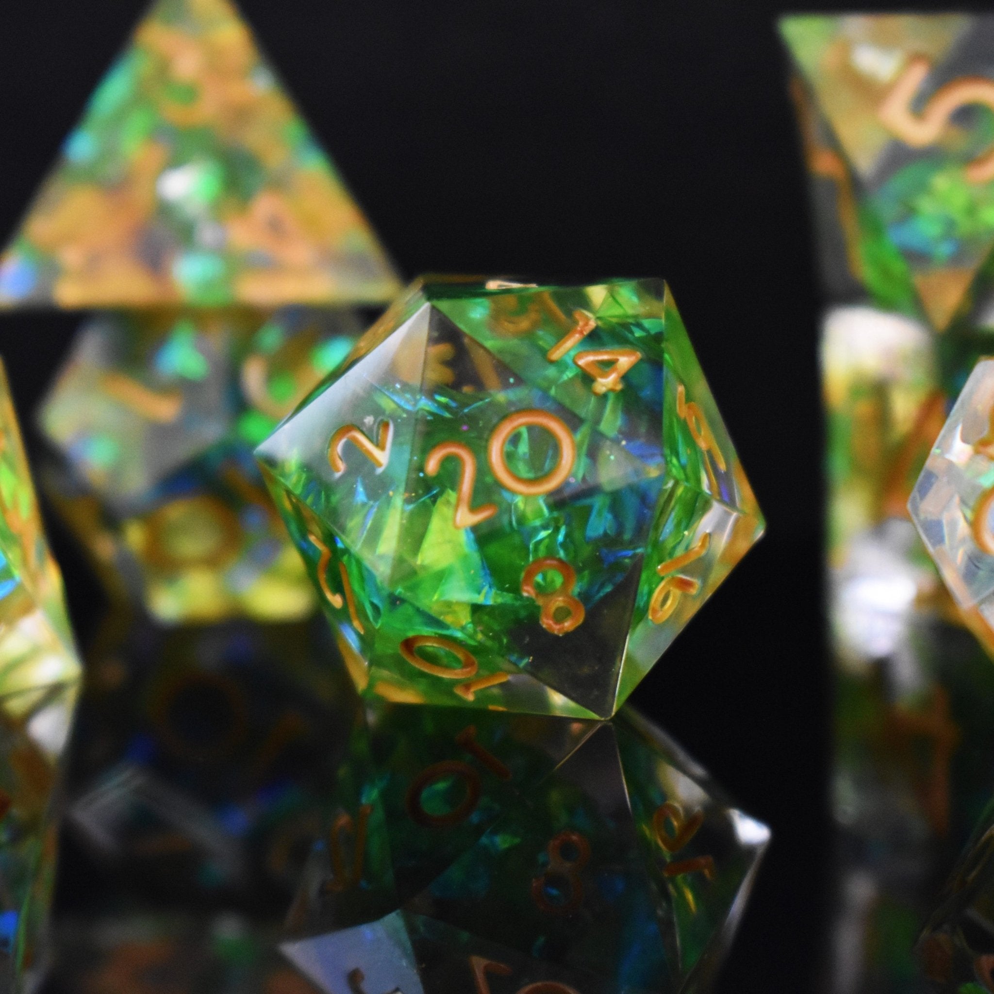 Acid Arrow Sharp - Edged Resin Dice Set - Misty Mountain Gaming - 2