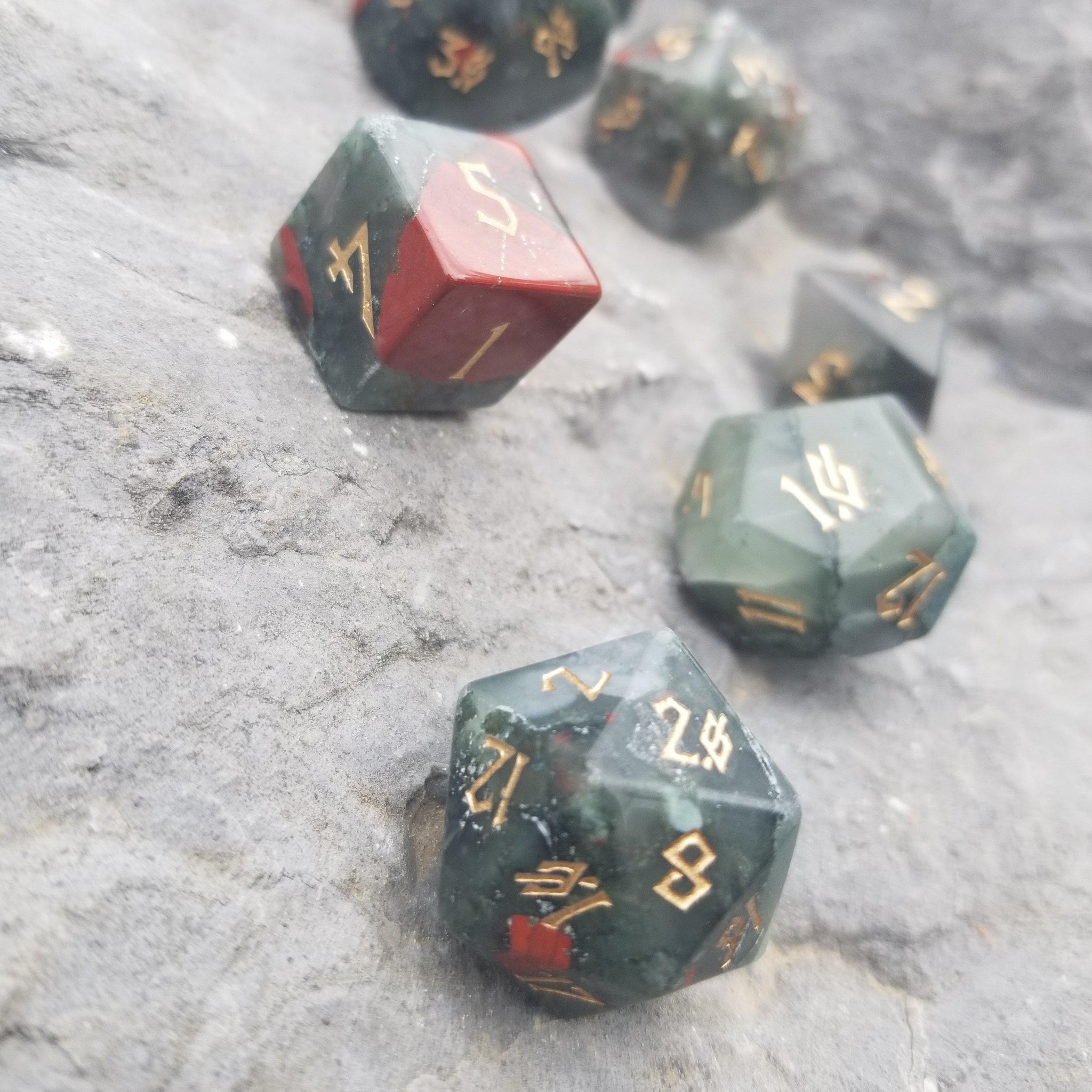 African Bloodstone Stone Dice Set - Misty Mountain Gaming - 2