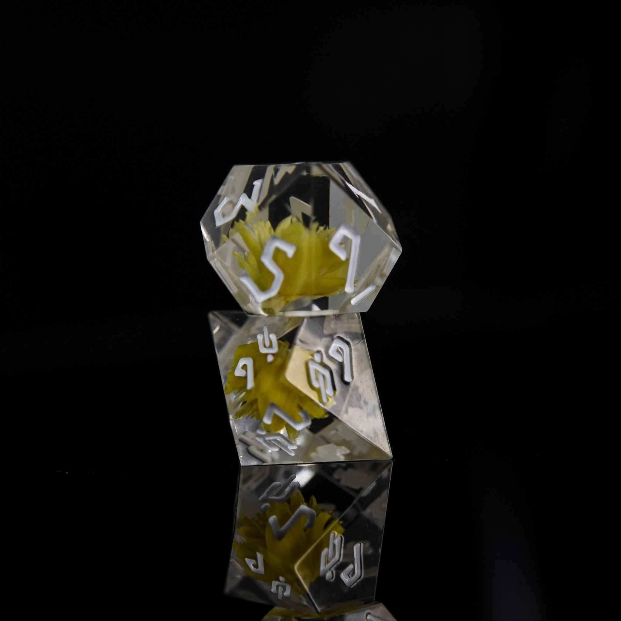 Amber Lotus Sharp - Edged Resin Dice Set - Misty Mountain Gaming - 4