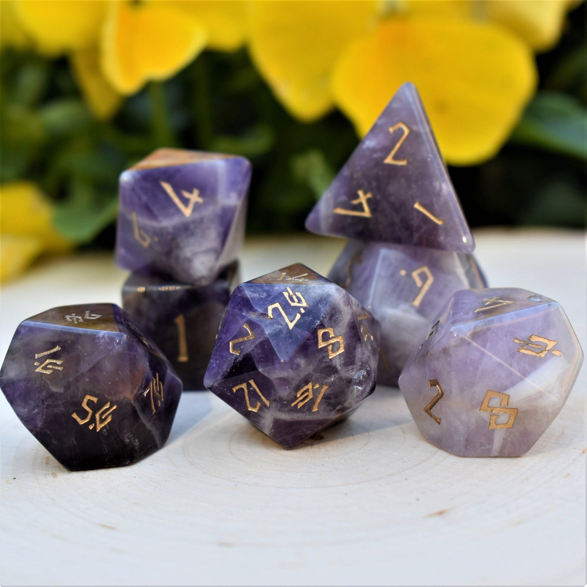 Amethyst Stone Dice Set - Misty Mountain Gaming - 1