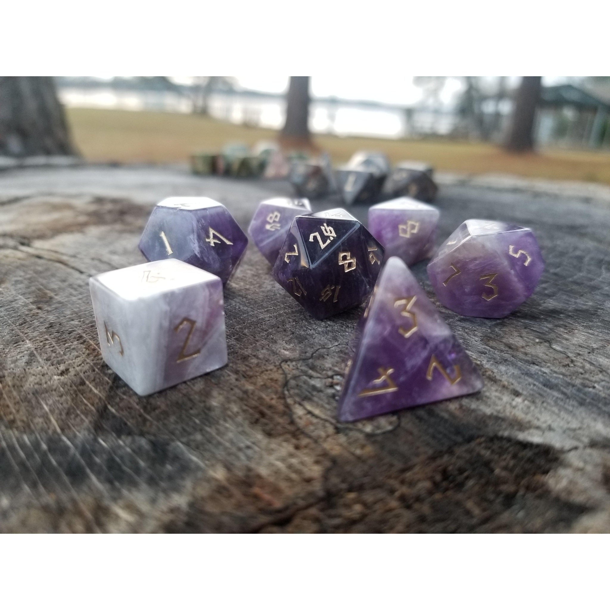 Amethyst Stone Dice Set - Misty Mountain Gaming - 5