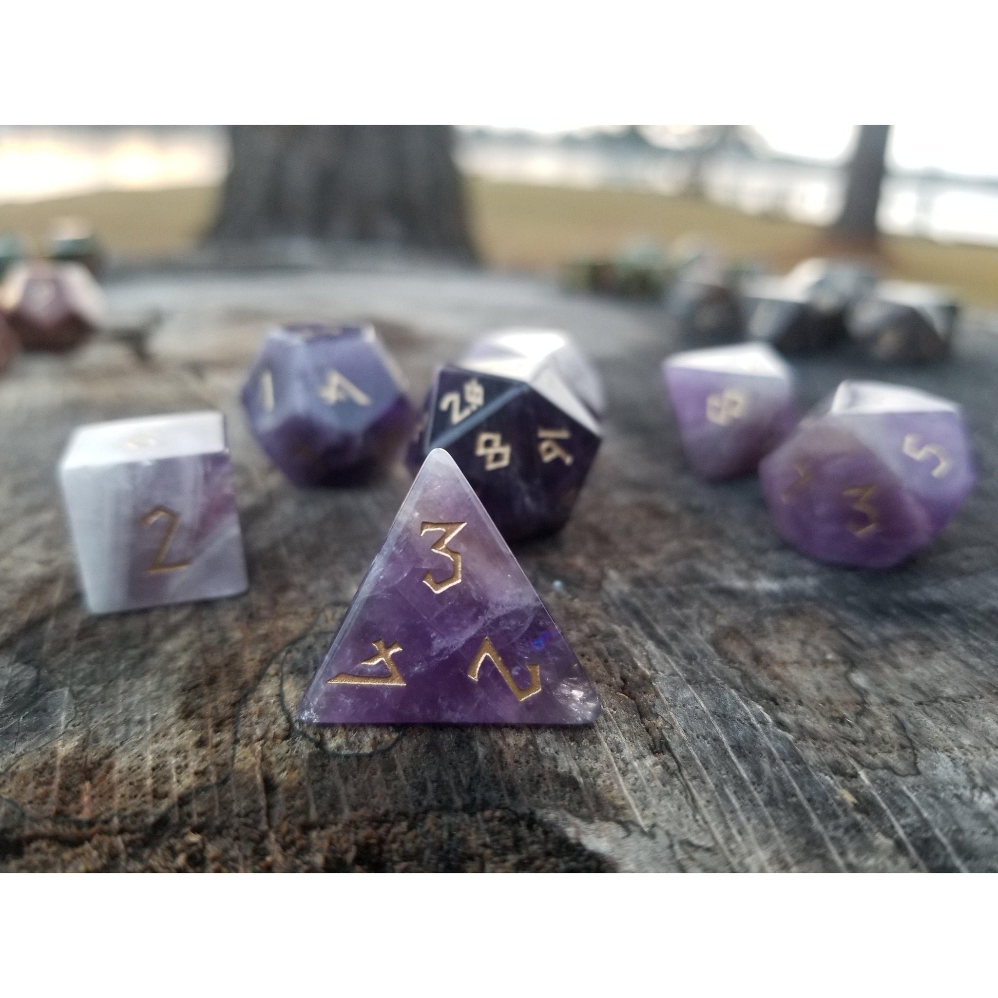 Amethyst Stone Dice Set - Misty Mountain Gaming - 6