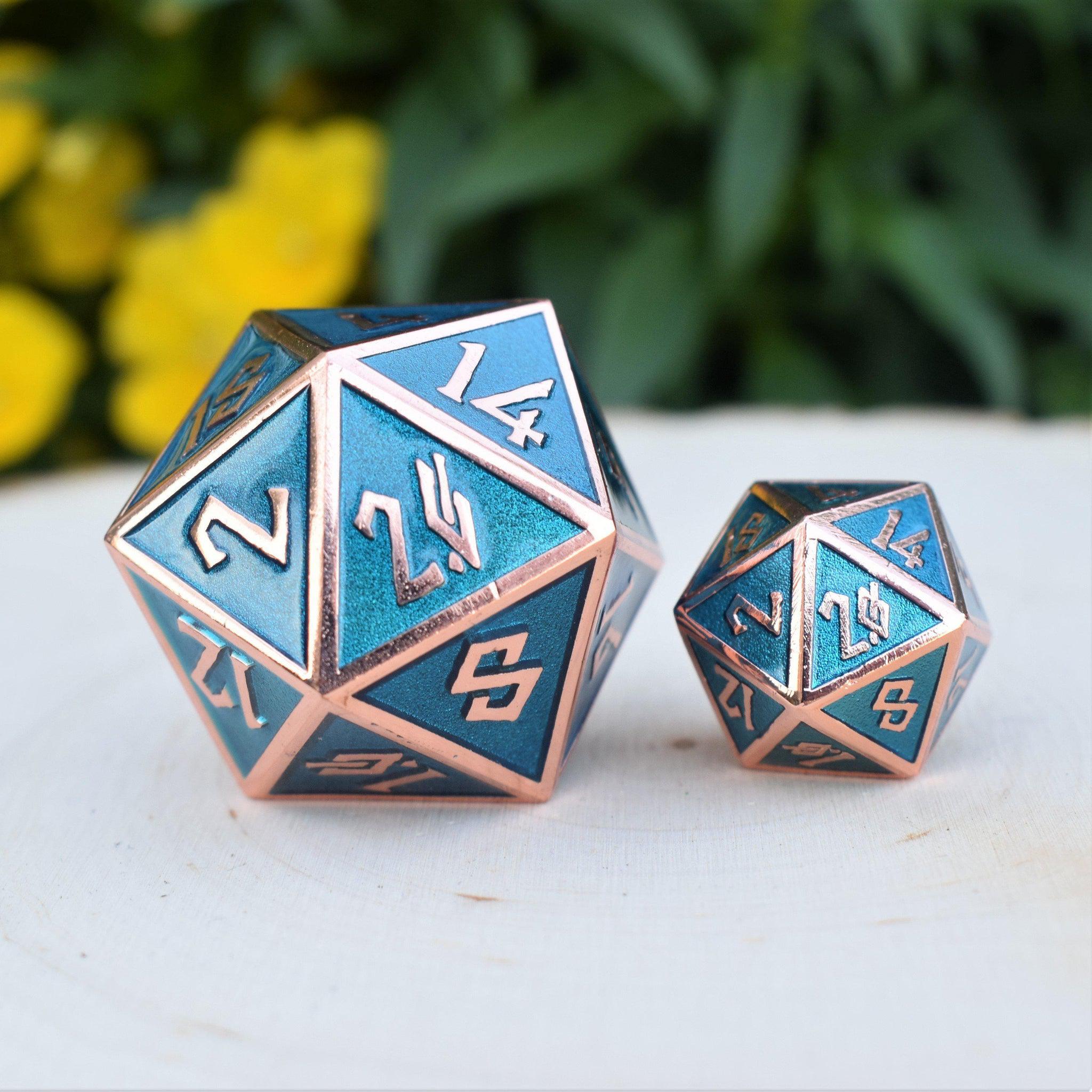 Aqua and Bronze Metal 35mm D20 - Misty Mountain Gaming - 1