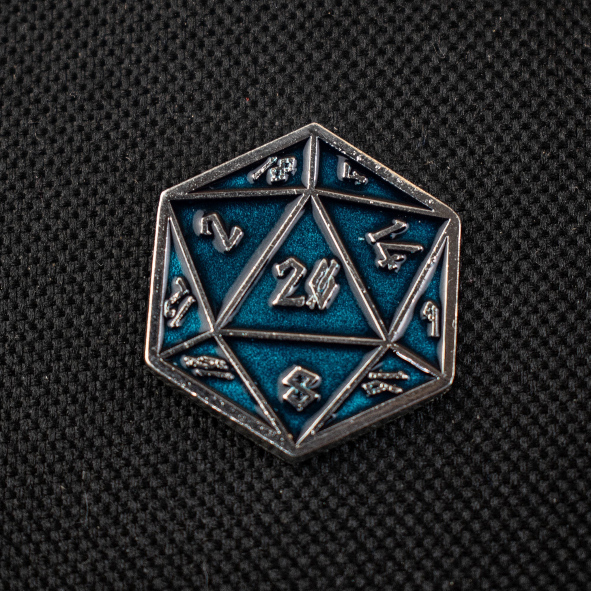 Aqua and Silver D20 Pin - Misty Mountain Gaming - 3