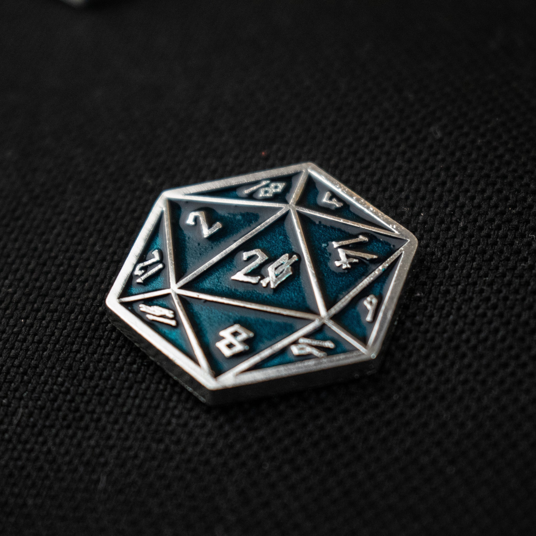 Aqua and Silver D20 Pin - Misty Mountain Gaming - 6