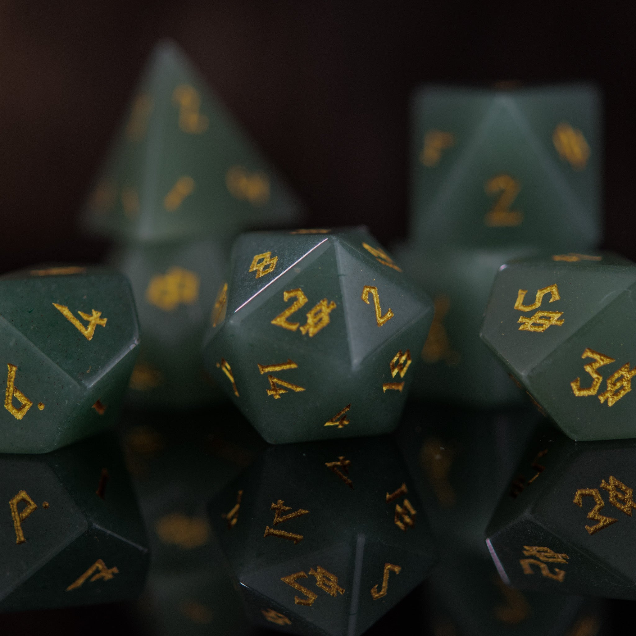 Aventurine Stone Dice Set - Misty Mountain Gaming - 4