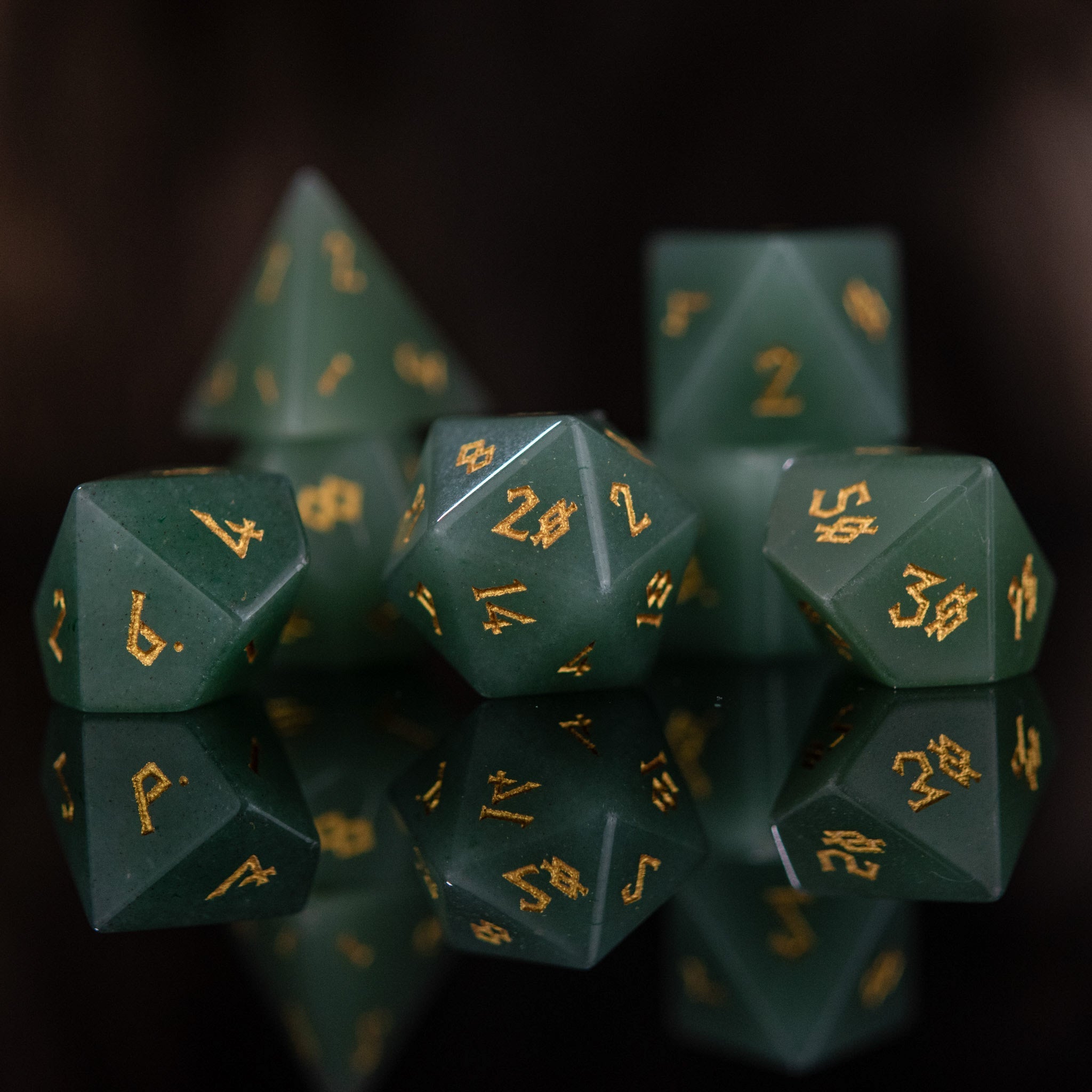 Aventurine Stone Dice Set - Misty Mountain Gaming - 1