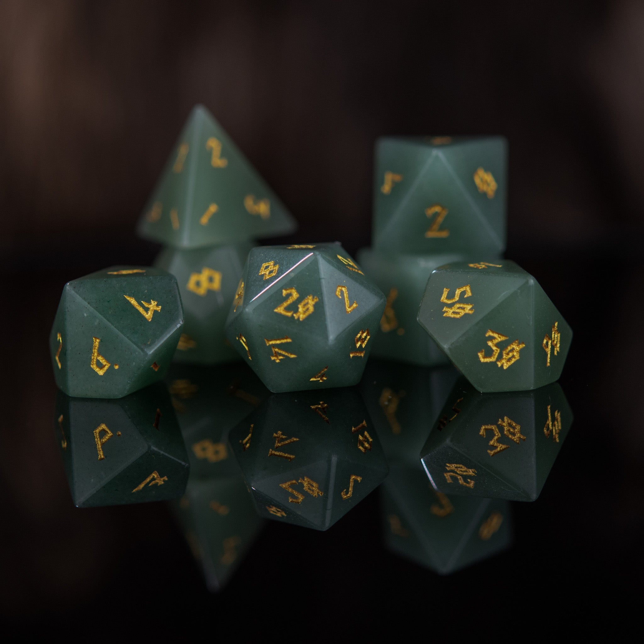 Aventurine Stone Dice Set - Misty Mountain Gaming - 3