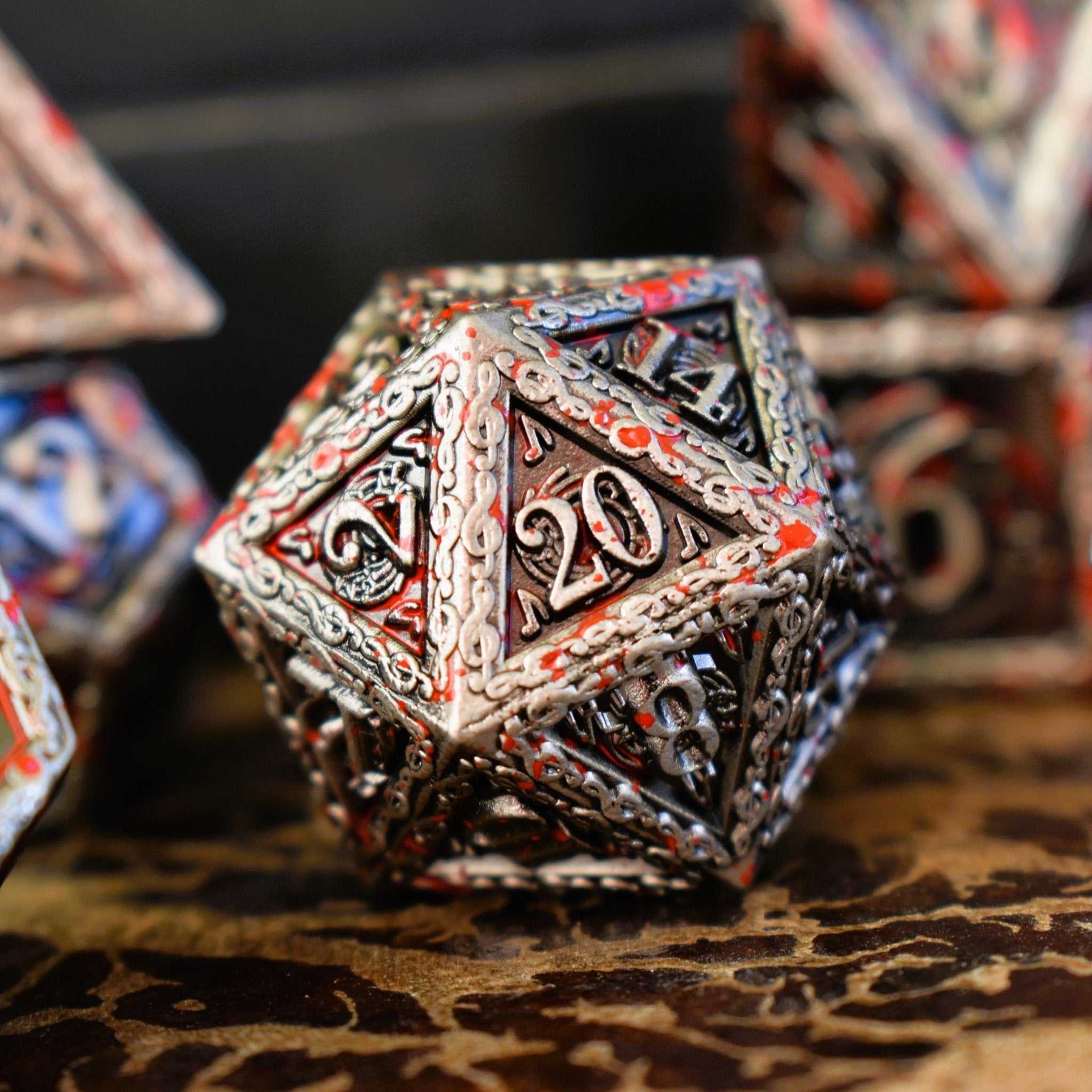 Ballad of the Bard Bloodstained Silver Metal Dice Set - Misty Mountain Gaming - 2