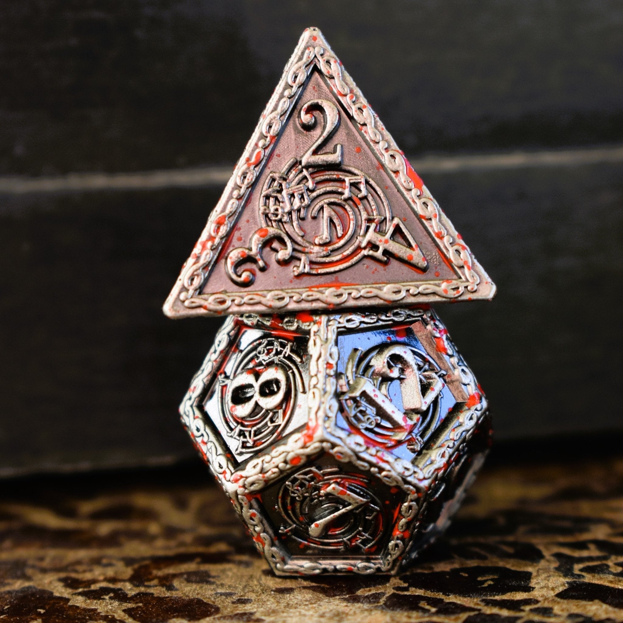 Ballad of the Bard Bloodstained Silver Metal Dice Set - Misty Mountain Gaming - 3