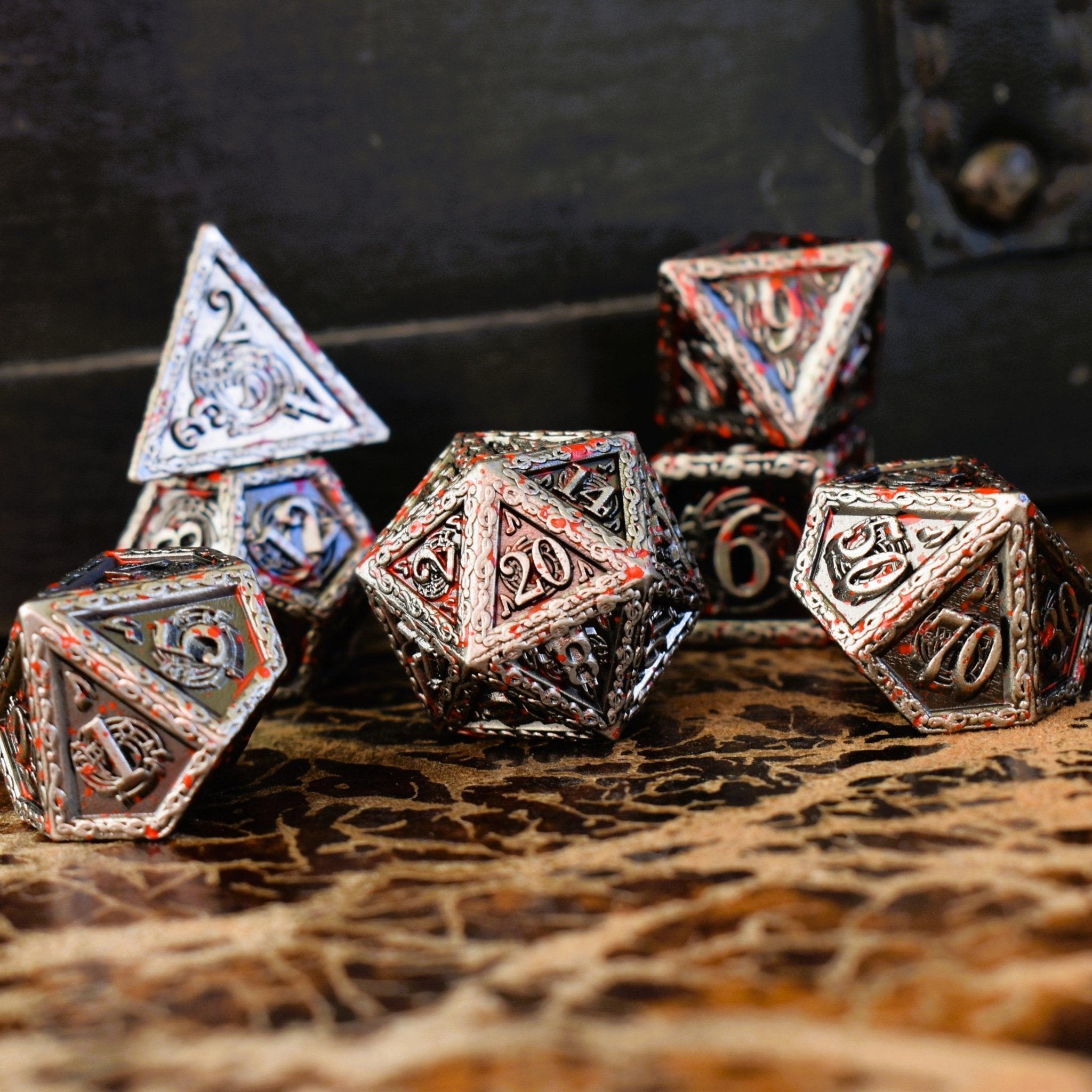 Ballad of the Bard Bloodstained Silver Metal Dice Set - Misty Mountain Gaming - 1