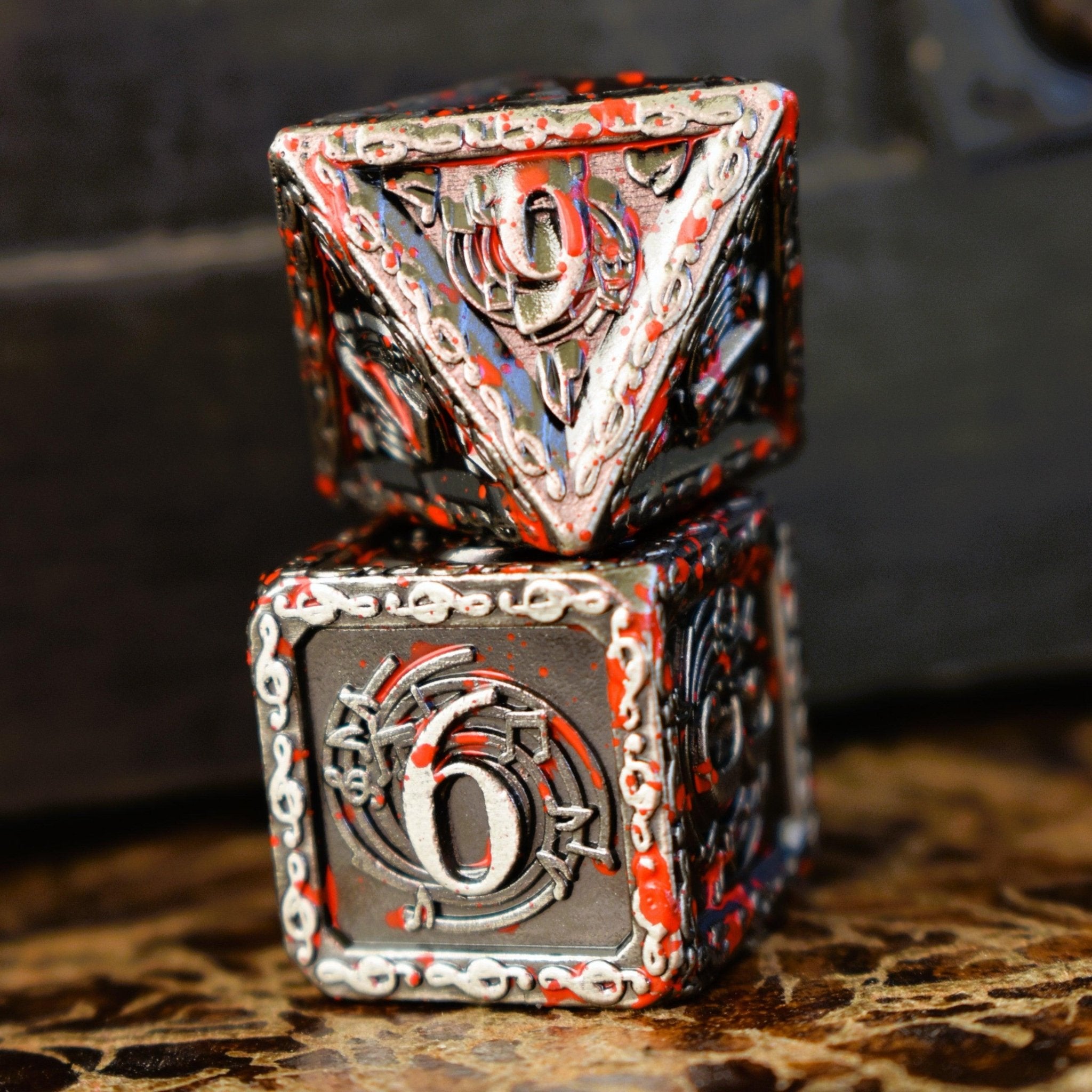 Ballad of the Bard Bloodstained Silver Metal Dice Set - Misty Mountain Gaming - 4