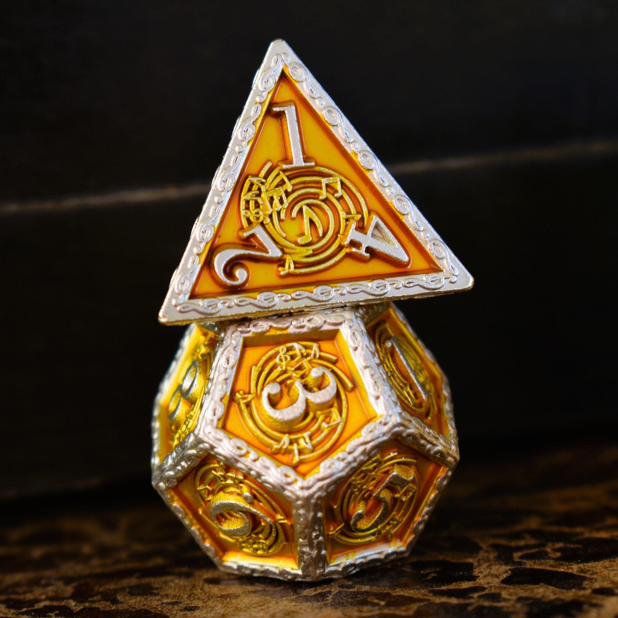 Ballad of the Bard Gold and Silver Metal Dice Set - Misty Mountain Gaming - 3