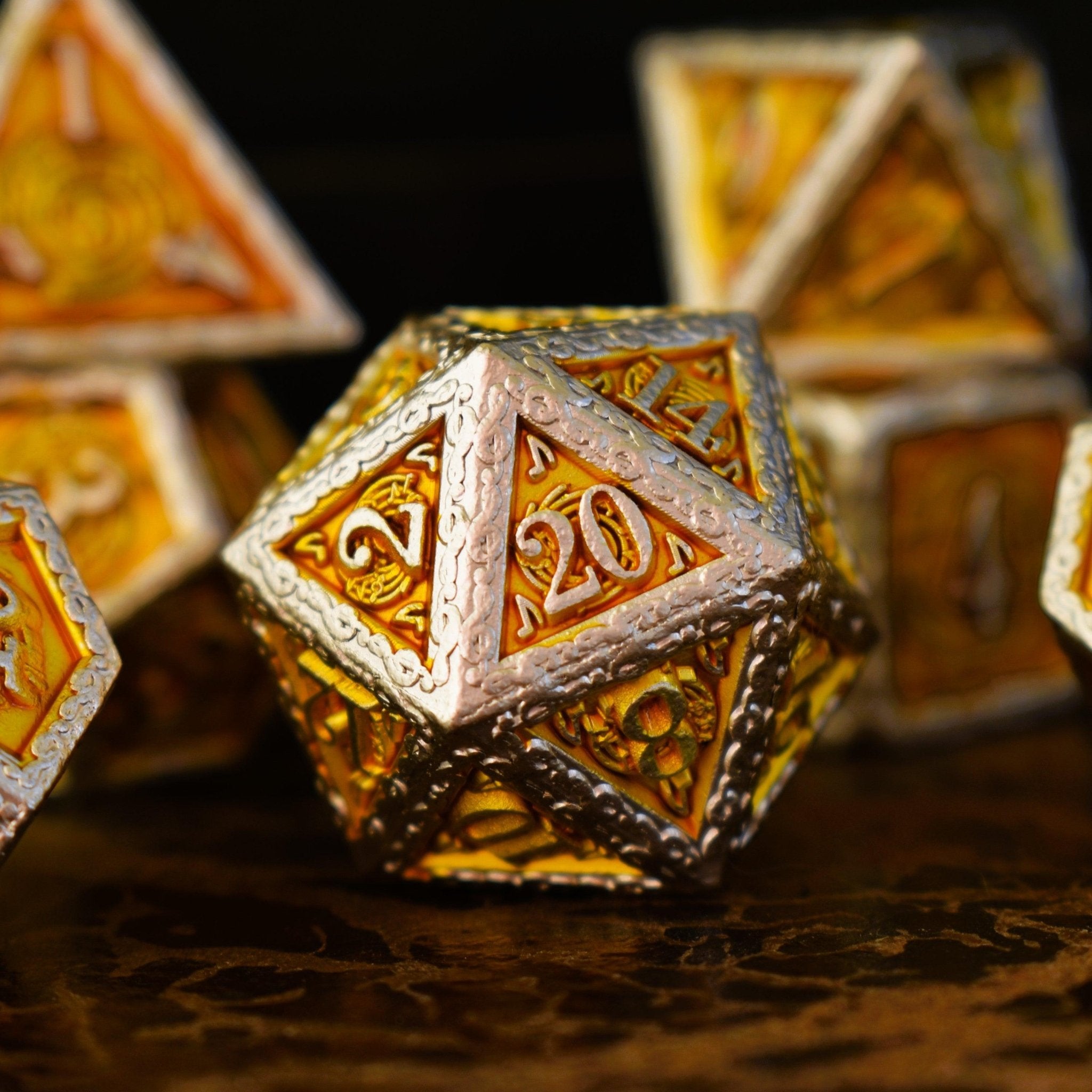 Ballad of the Bard Gold and Silver Metal Dice Set - Misty Mountain Gaming - 2