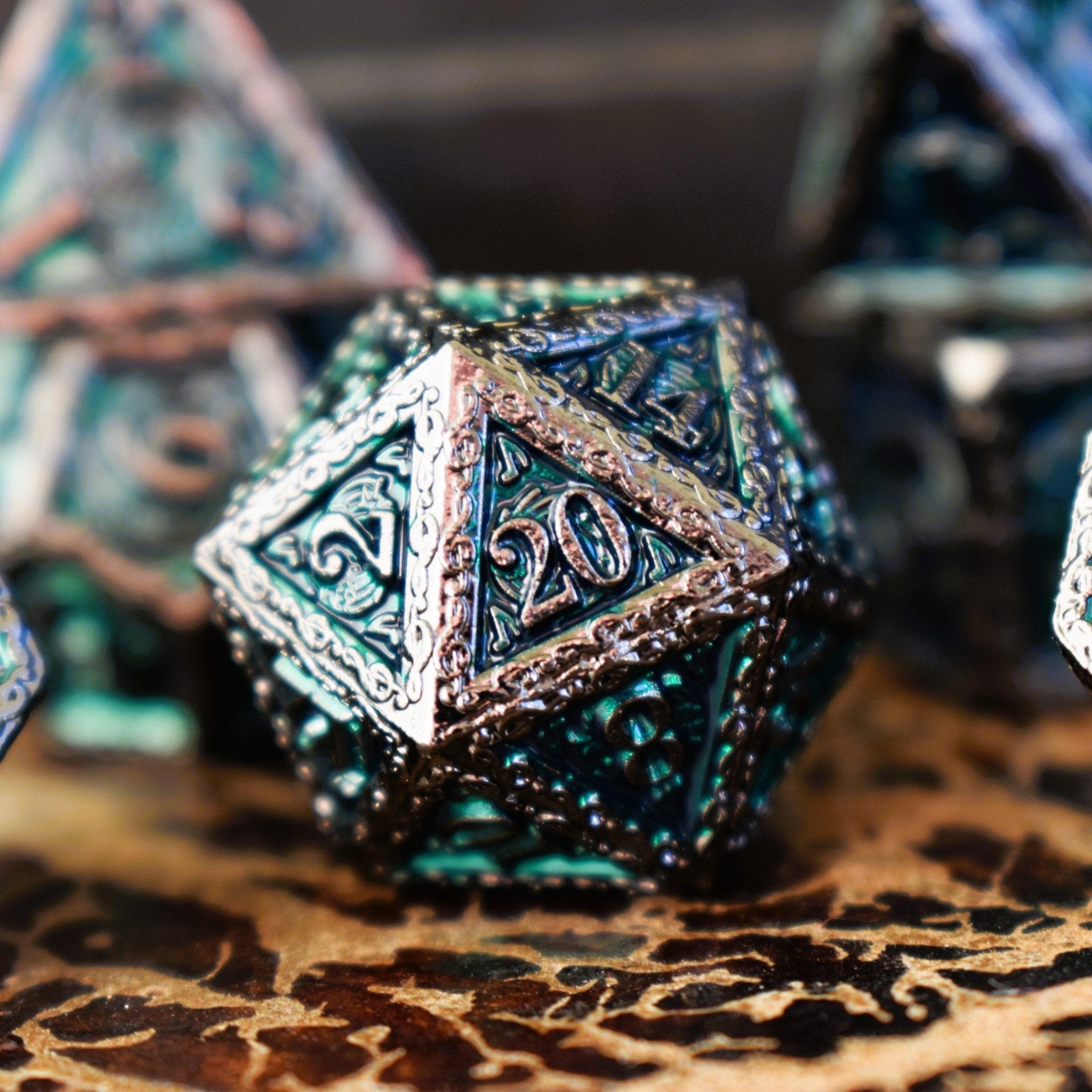 Ballad of the Bard Green and Black Metal Dice Set - Misty Mountain Gaming - 2