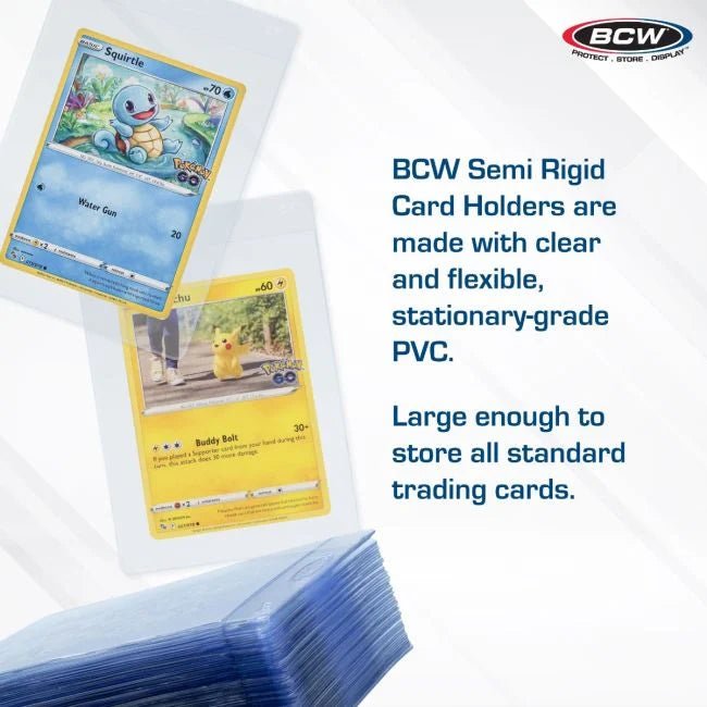 BCW Semi - Rigid Card Holder 3⁵⁄₁₆" X 4¹⁵⁄₁₆", 50 Pack - BCW - 6