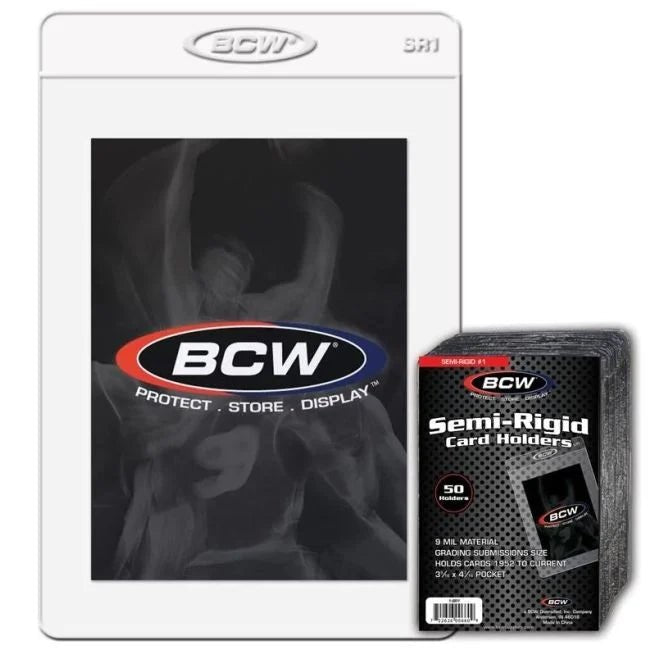 BCW Semi - Rigid Card Holder 3⁵⁄₁₆" X 4¹⁵⁄₁₆", 50 Pack - BCW - 5