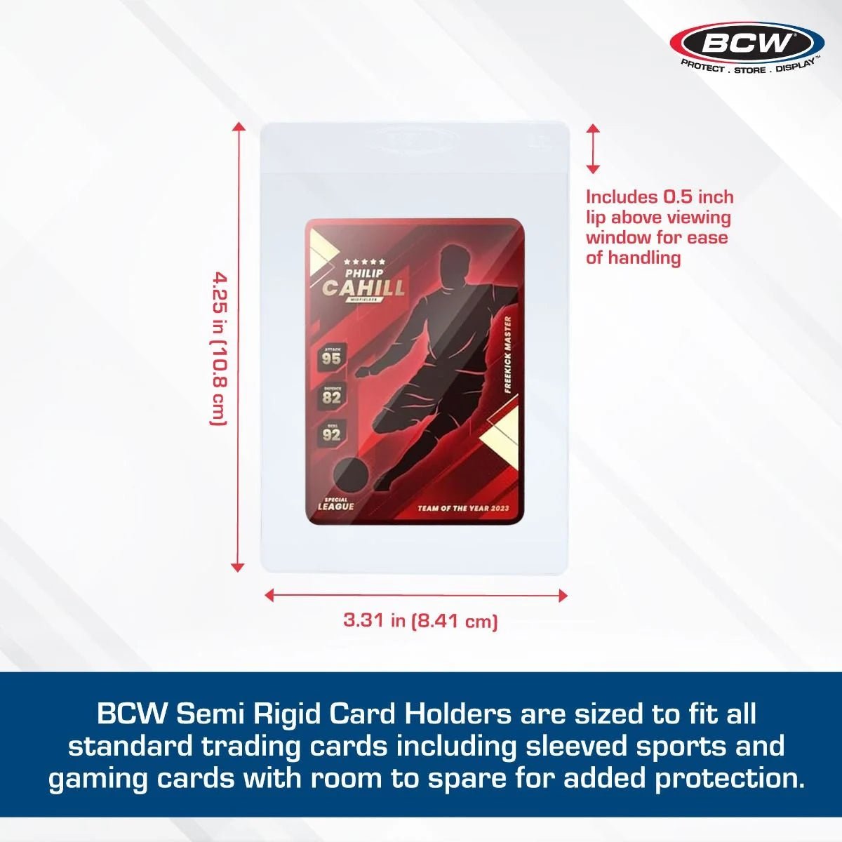 BCW Semi - Rigid Card Holder 3⁵⁄₁₆" X 4¹⁵⁄₁₆", 50 Pack - BCW - 3