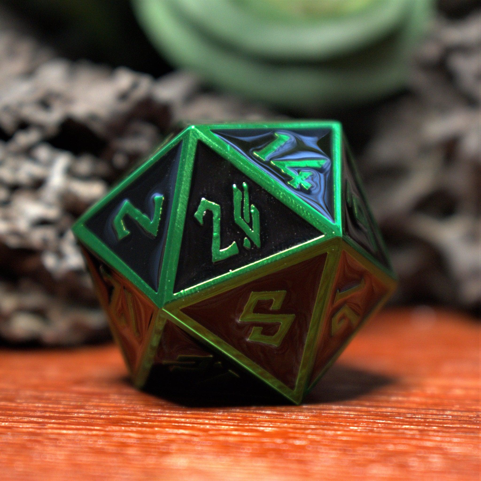 Black and Green Metal 35mm D20 - Misty Mountain Gaming - 1