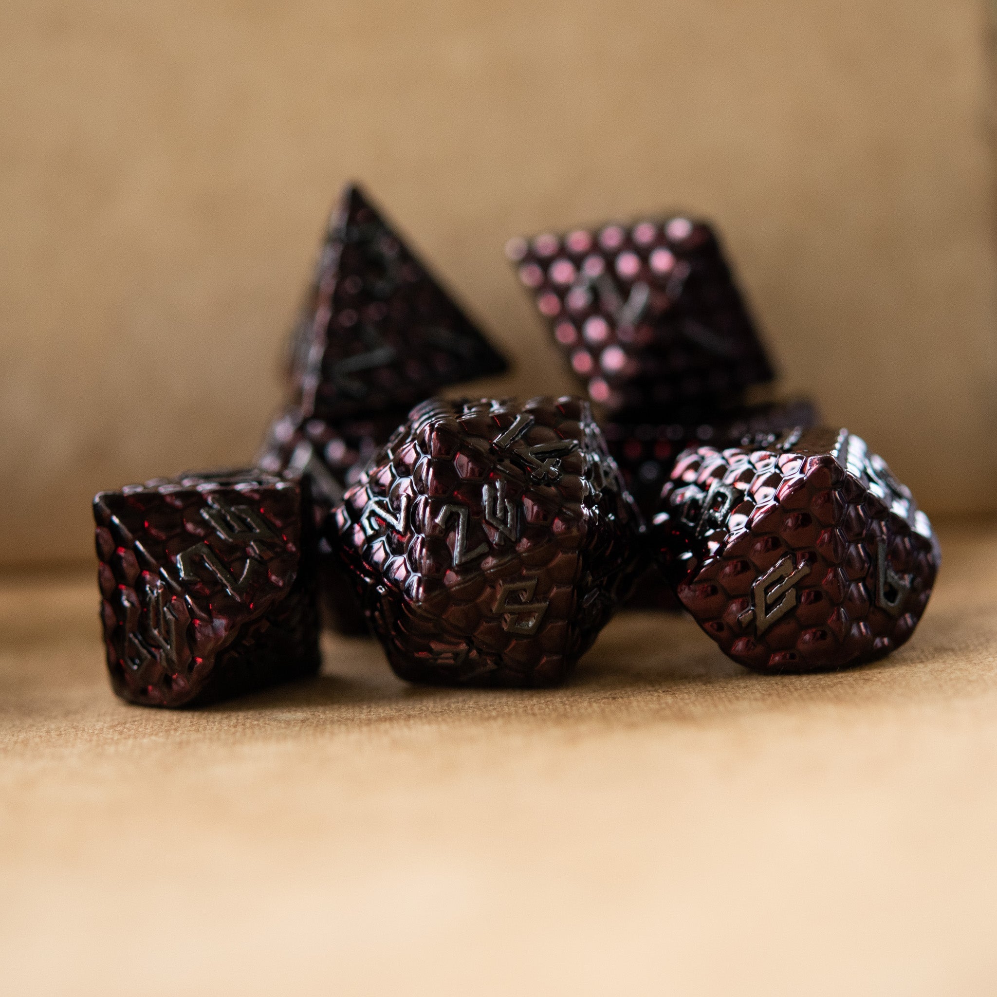 Blood Red Dragon's Egg Metal Dice Set - Misty Mountain Gaming - 1