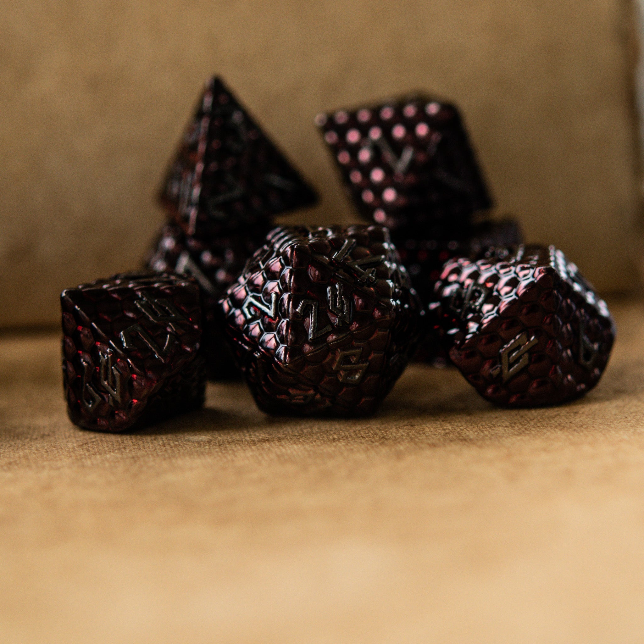 Blood Red Dragon's Egg Metal Dice Set - Misty Mountain Gaming - 4