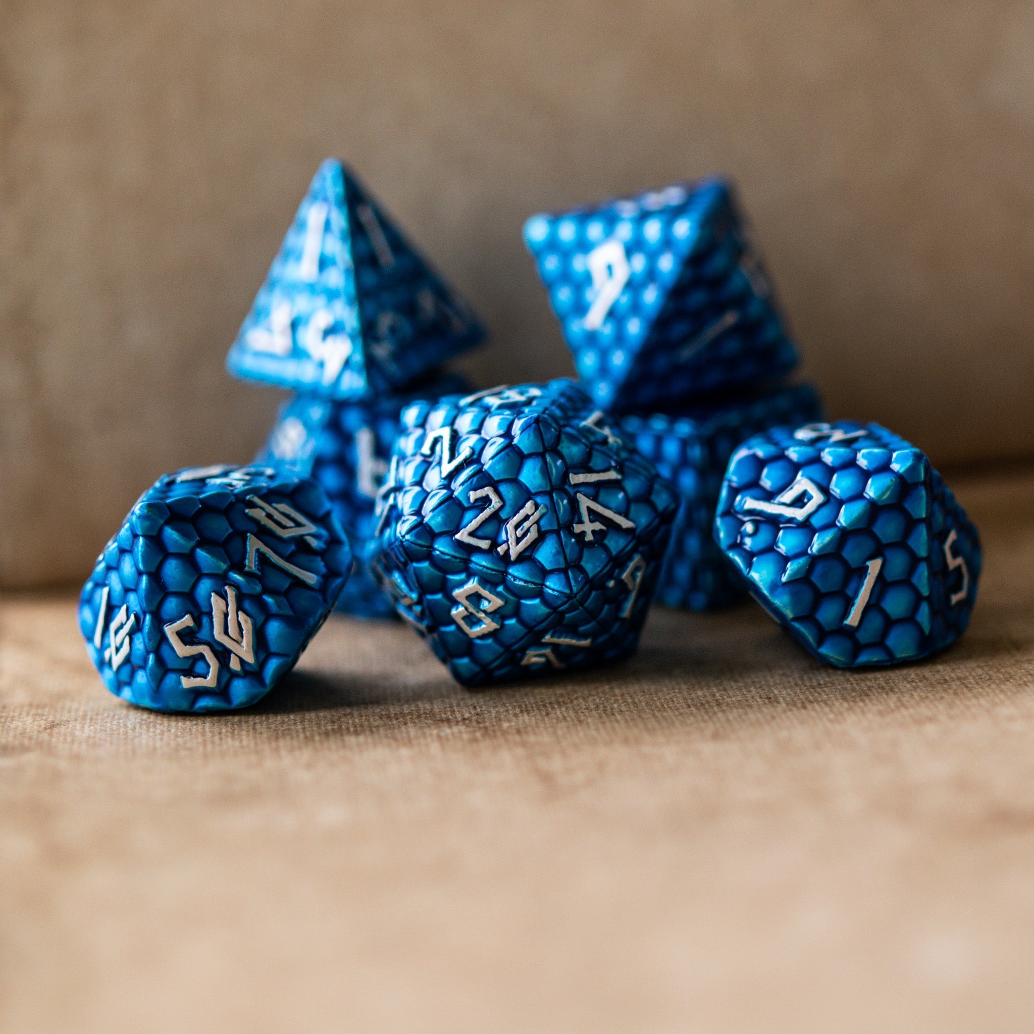 Blue Dragon's Egg Metal Dice Set - Misty Mountain Gaming - 1