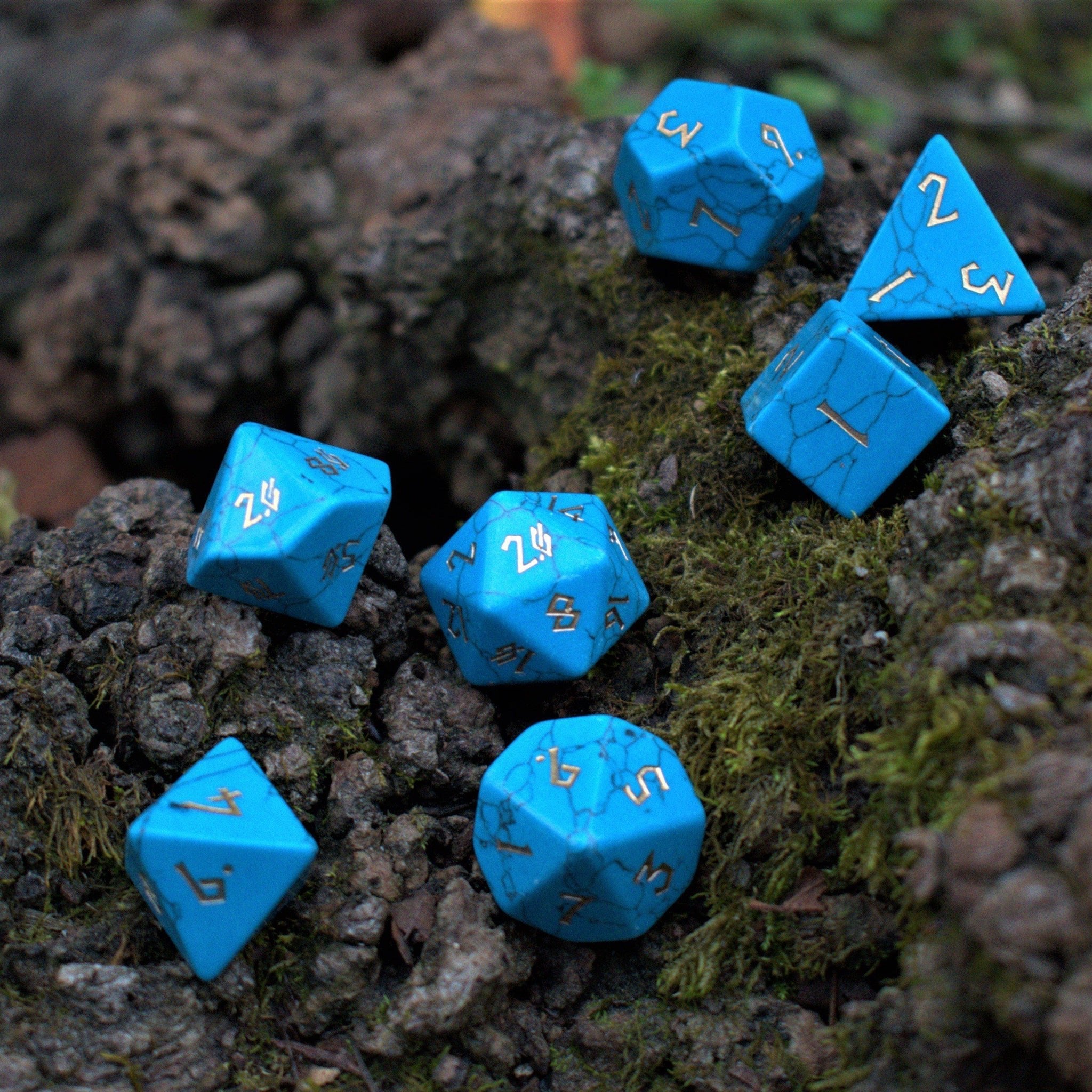 Blue Turquoise Stone Dice Set - Misty Mountain Gaming - 1