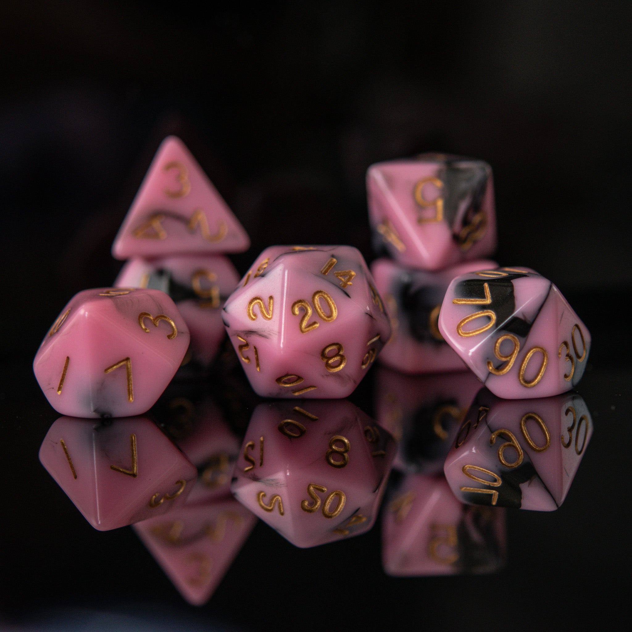 Bubblegum Goth Acrylic Dice Set - Misty Mountain Gaming - 1