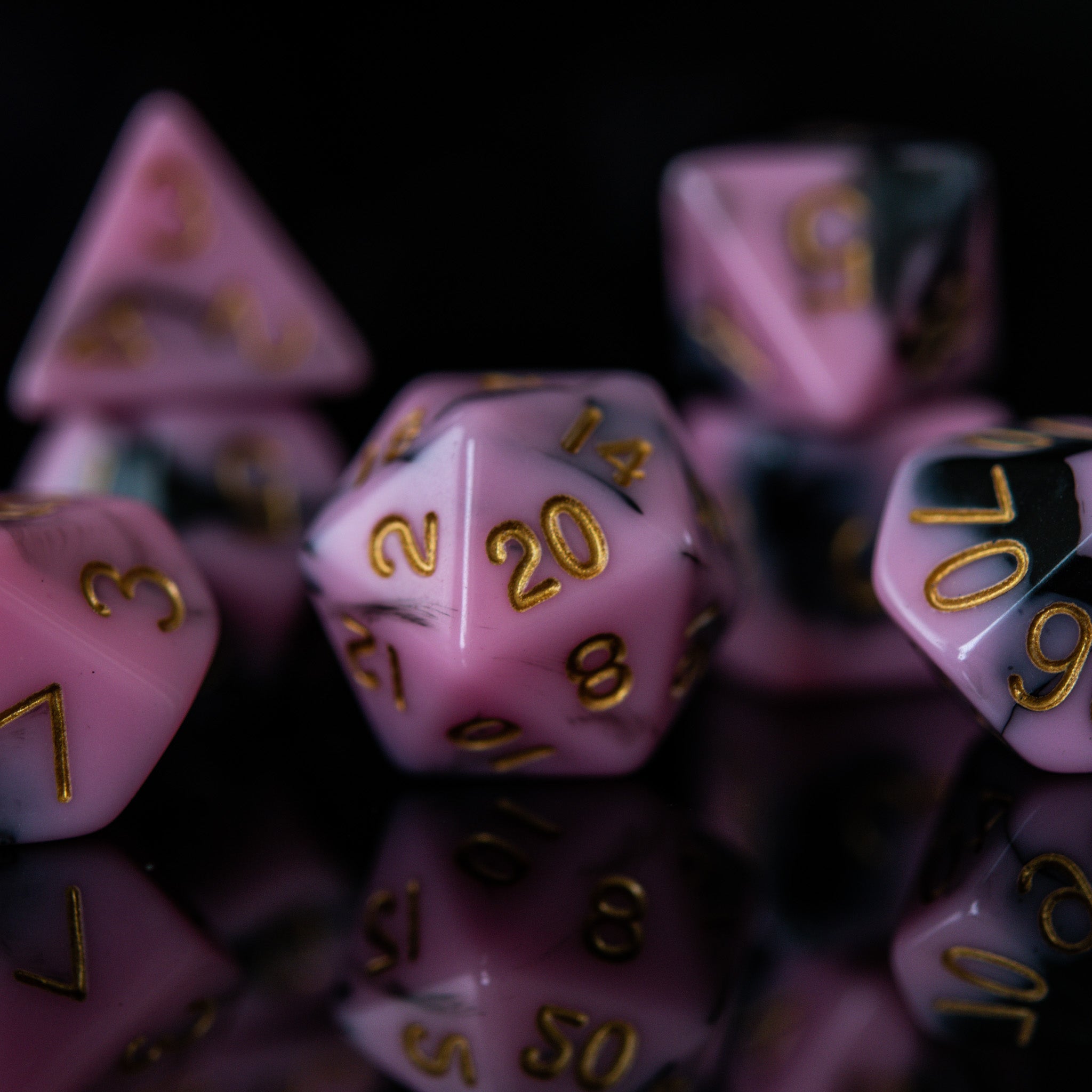 Bubblegum Goth Acrylic Dice Set - Misty Mountain Gaming - 2