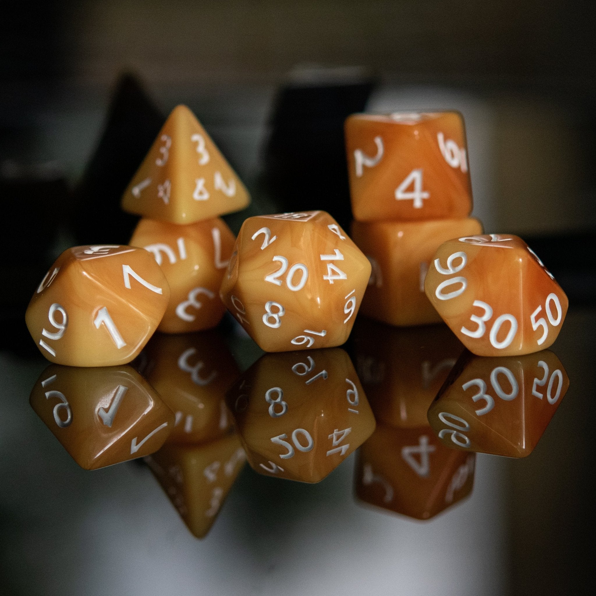 Butterscotch Acrylic Dice Set - Misty Mountain Gaming - 2