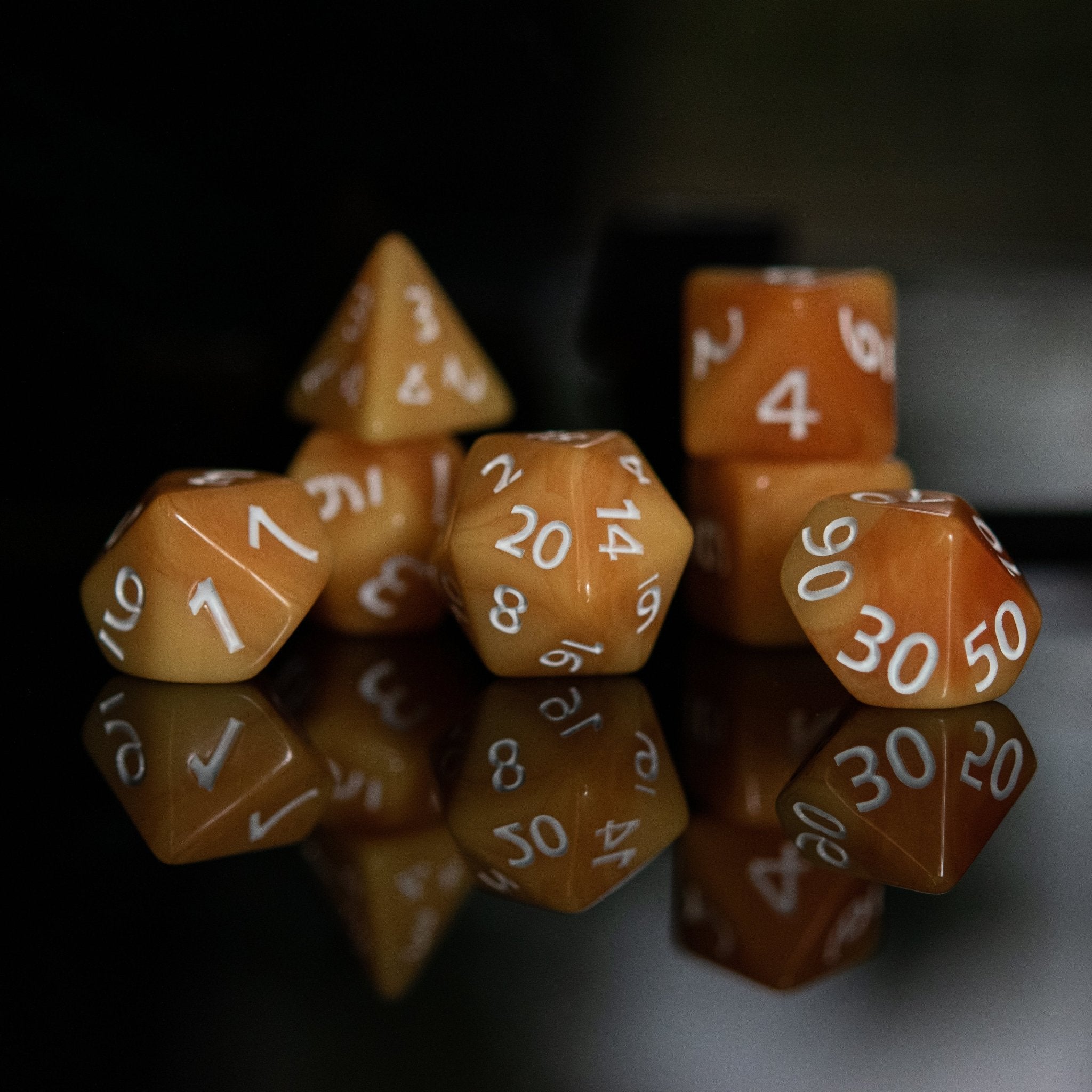 Butterscotch Acrylic Dice Set - Misty Mountain Gaming - 3