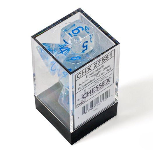 Chessex Borealis® Polyhedral Dice, Icicle™/light blue Luminary™ (7-Die Set) - Chessex - 2