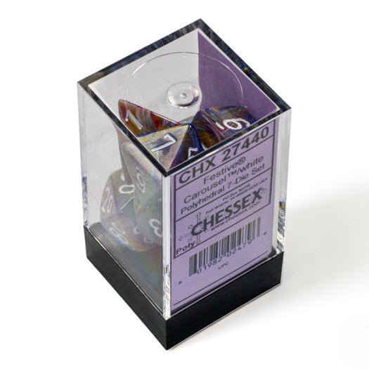 Chessex Festive® Carousel™/White 7-Dice Set - Chessex - 2