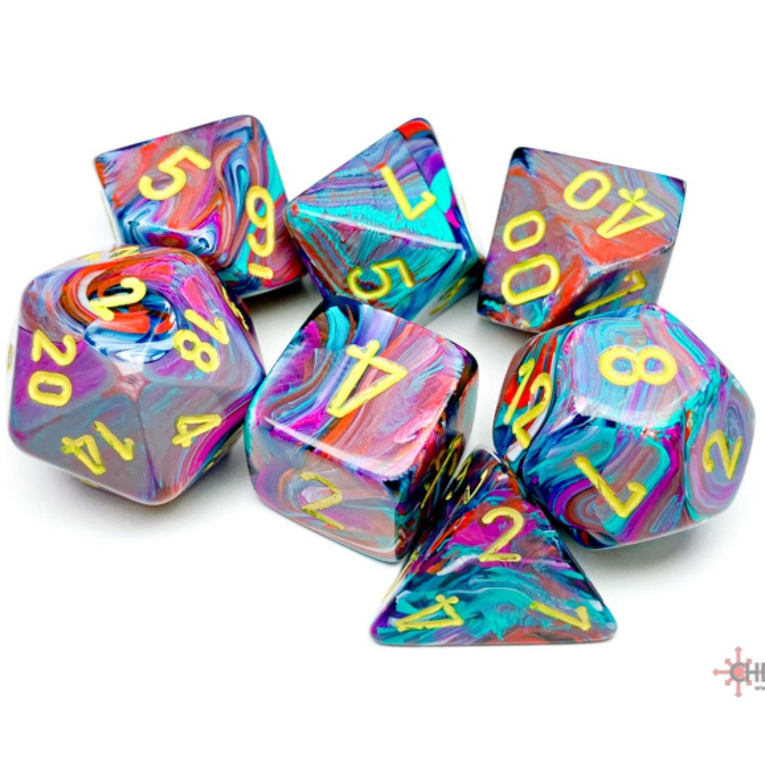 Chessex Festive® Mosaic/Yellow 7-Dice Set - Chessex - 1