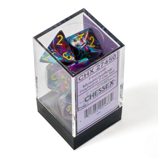 Chessex Festive® Mosaic/Yellow 7-Dice Set - Chessex - 2