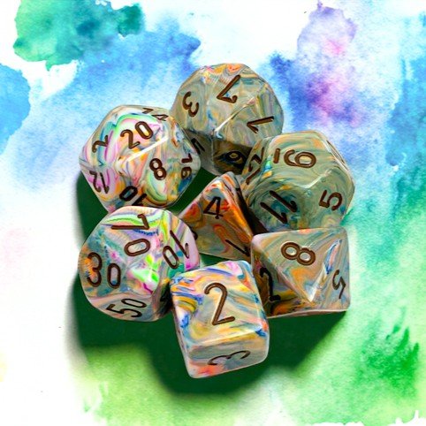 Chessex Festive® Vibrant/Brown 7-Dice Set - Chessex - 1