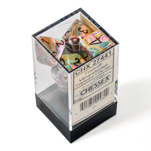 Chessex Festive® Vibrant/Brown 7-Dice Set - Chessex - 2
