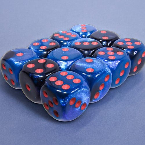 Chessex Gemini® 16mm d6 Black-Starlight/Red Dice Block™ (12 dice) - Chessex - 1